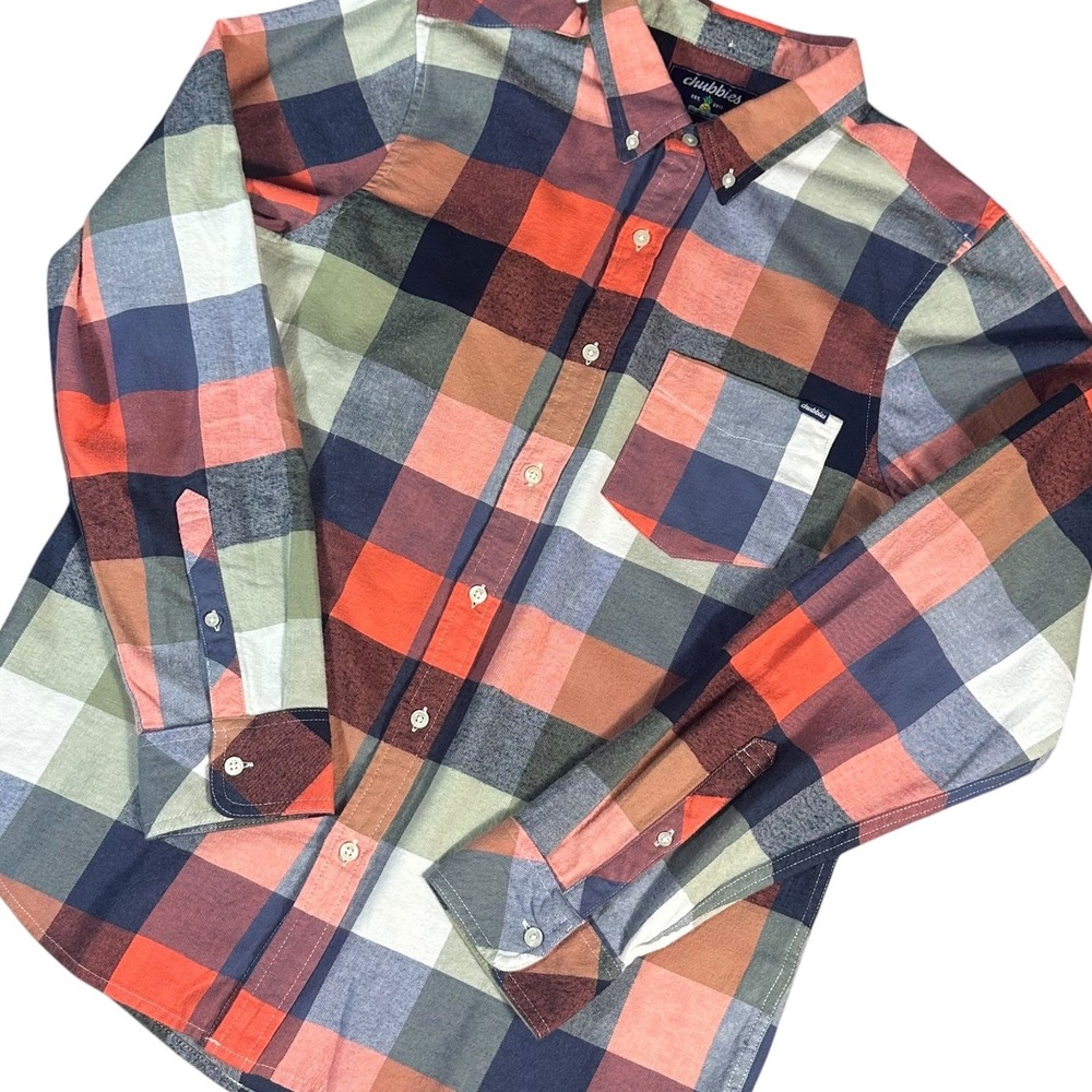 Chubbies Button Down Shirt Mens XL Multicolor Plaid Long Sleeve Stretch Cotton